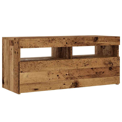 TV Cabinet with LED Lights Old Wood 90x35x40 cm Engineered Wood
