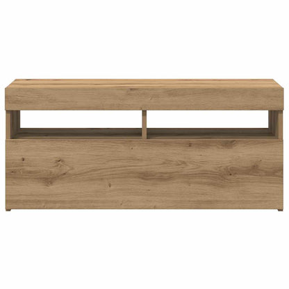 TV Cabinet with LED Lights Artisan Oak 90x35x40 cm Engineered Wood
