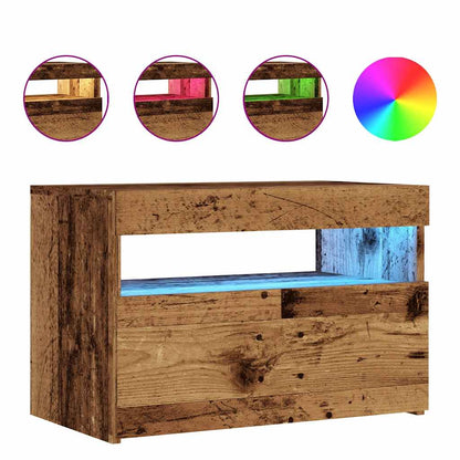 TV Cabinet with LED Lights Old Wood 60x35x40 cm Engineered Wood