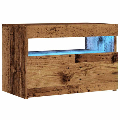 TV Cabinet with LED Lights Old Wood 60x35x40 cm Engineered Wood