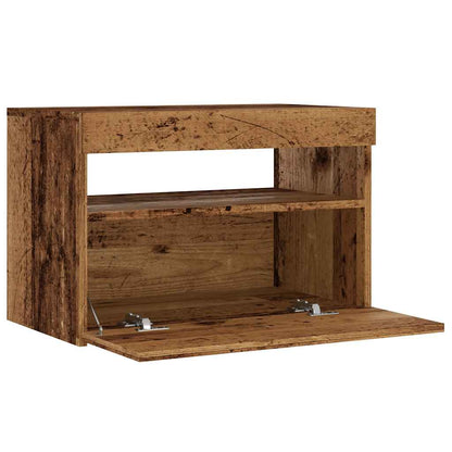 TV Cabinet with LED Lights Old Wood 60x35x40 cm Engineered Wood