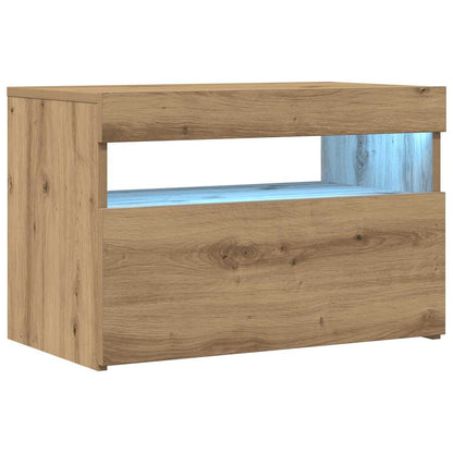 TV Cabinet with LED Lights Artisan Oak 60x35x40 cm Engineered Wood