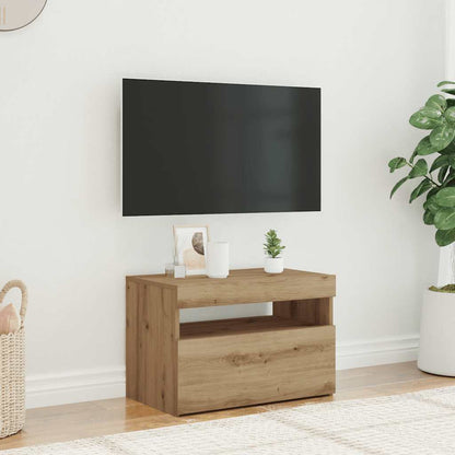 TV Cabinet with LED Lights Artisan Oak 60x35x40 cm Engineered Wood