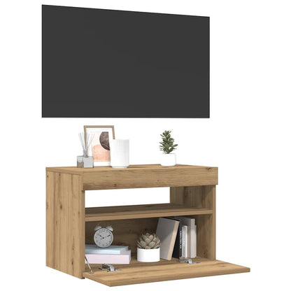TV Cabinet with LED Lights Artisan Oak 60x35x40 cm Engineered Wood
