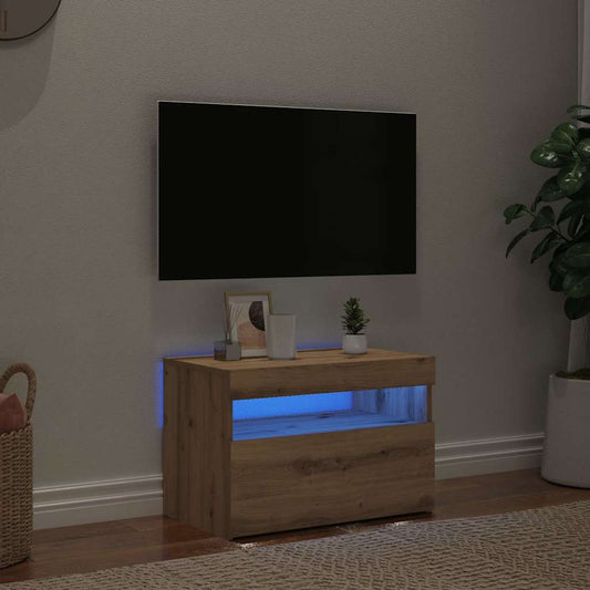 TV Cabinet with LED Lights Artisan Oak 60x35x40 cm Engineered Wood