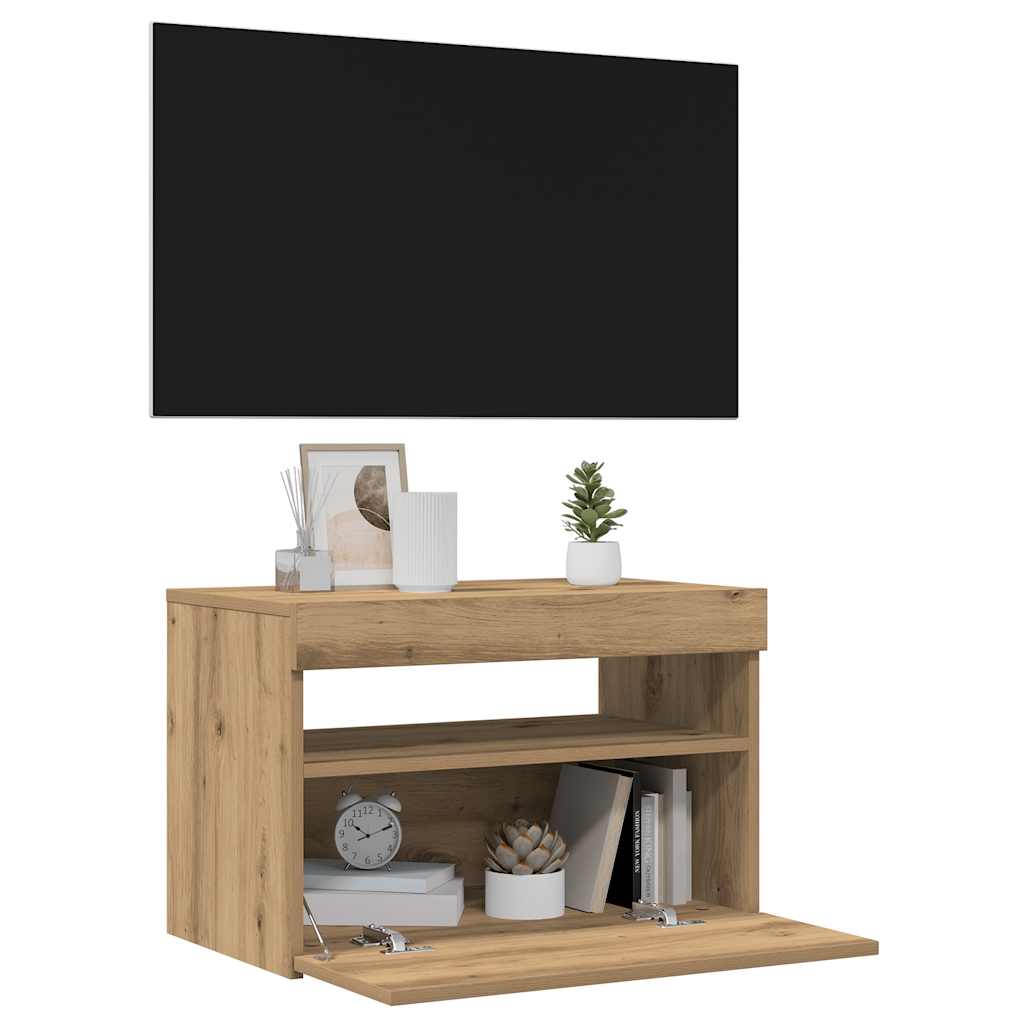 TV Cabinets with LED Lights 2 pcs Artisan Oak Engineered Wood