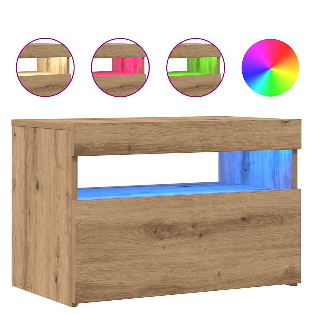 TV Cabinets with LED Lights 2 pcs Artisan Oak Engineered Wood
