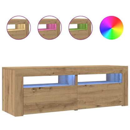 TV Cabinet with LED Lights Artisan Oak 120x35x40 cm Engineered Wood