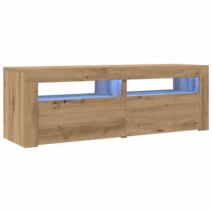TV Cabinet with LED Lights Artisan Oak 120x35x40 cm Engineered Wood