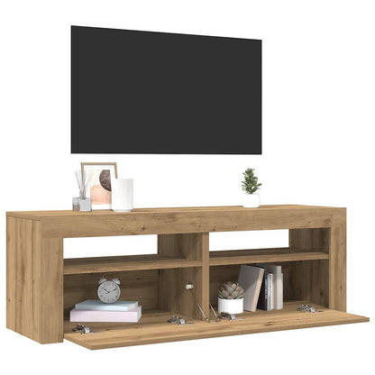 TV Cabinet with LED Lights Artisan Oak 120x35x40 cm Engineered Wood