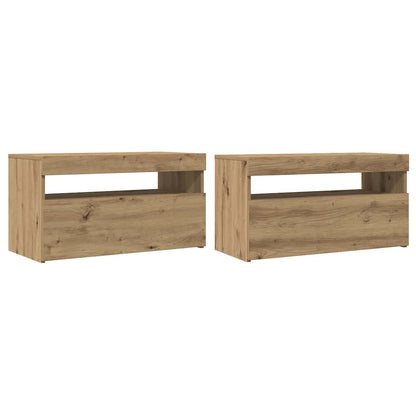 TV Cabinet with LED Lights Artisan Oak 75x35x40 cm Engineered Wood