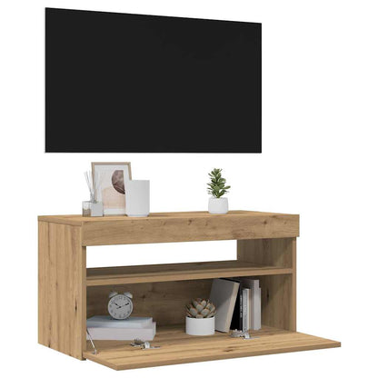 TV Cabinet with LED Lights Artisan Oak 75x35x40 cm Engineered Wood