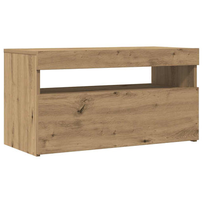 TV Cabinet with LED Lights Artisan Oak 75x35x40 cm Engineered Wood