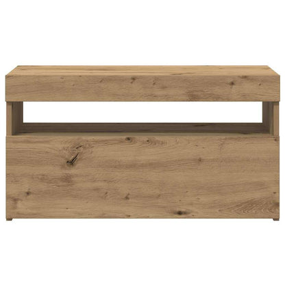 TV Cabinet with LED Lights Artisan Oak 75x35x40 cm Engineered Wood