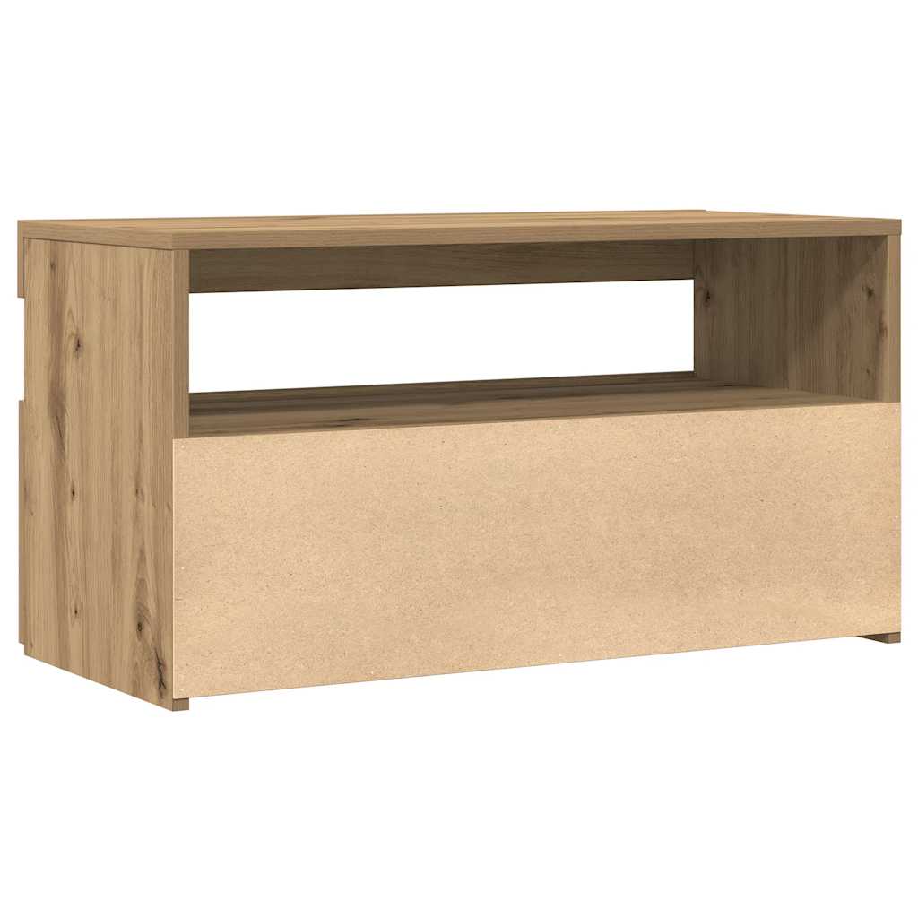 TV Cabinet with LED Lights Artisan Oak 75x35x40 cm Engineered Wood