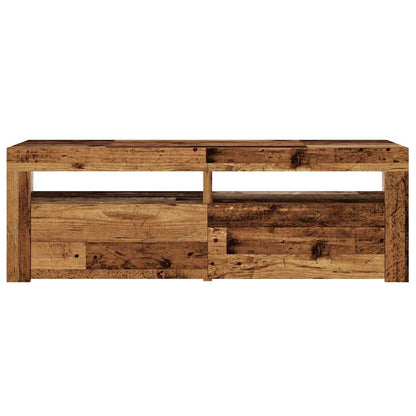 TV Cabinet with LED Lights Old Wood 120x35x40 cm Engineered Wood