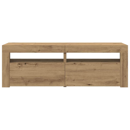 TV Cabinet with LED Lights Artisan Oak 120x35x40 cm Engineered Wood