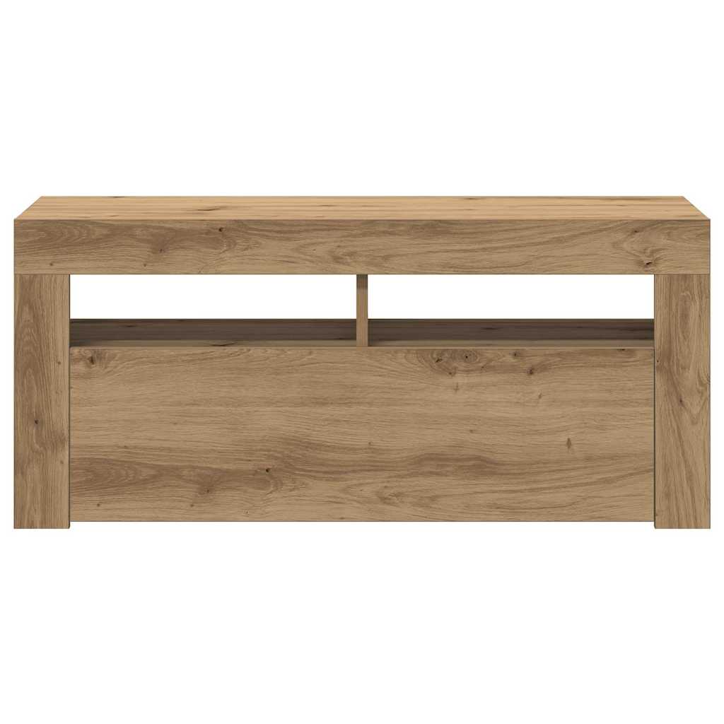 TV Cabinet with LED Lights Artisan Oak 90x35x40 cm Engineered Wood