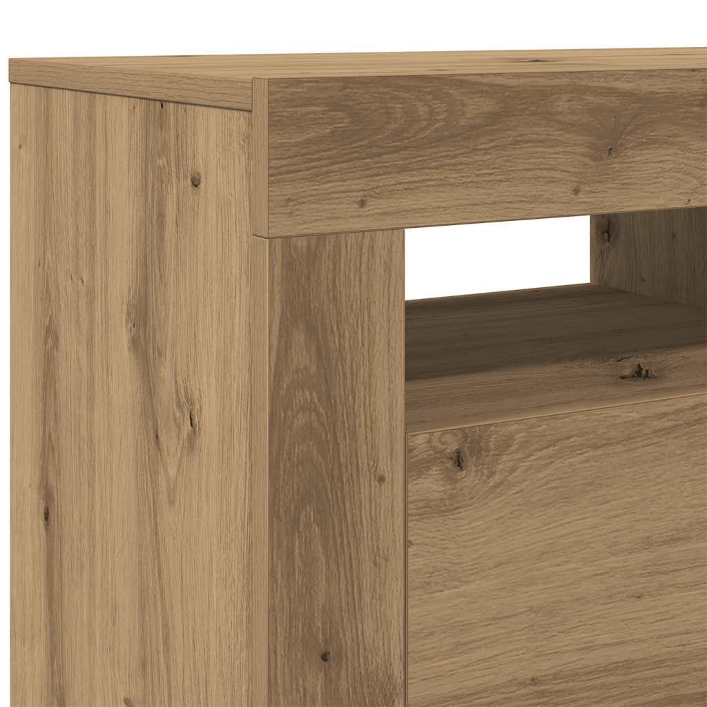 TV Cabinet with LED Lights Artisan Oak 90x35x40 cm Engineered Wood