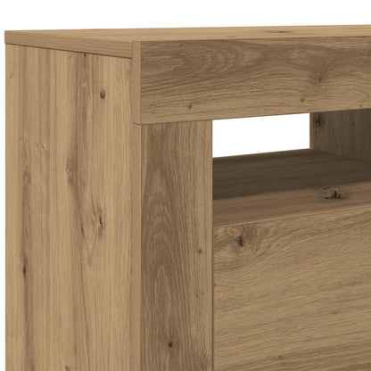 TV Cabinet with LED Lights Artisan Oak 90x35x40 cm Engineered Wood