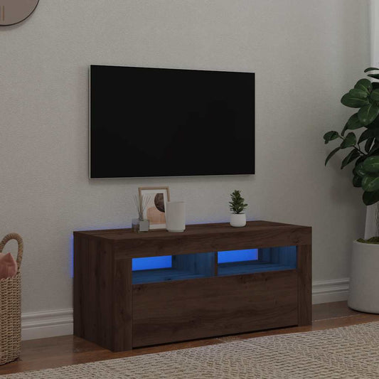 TV Cabinet with LED Lights Artisan Oak 90x35x40 cm Engineered Wood
