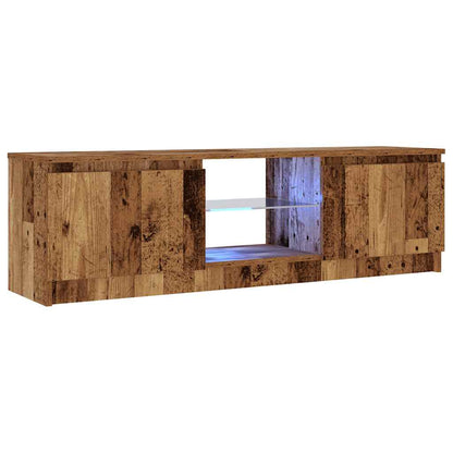 TV Cabinet with LED Lights Old Wood 120x30x36 cm Engineered Wood