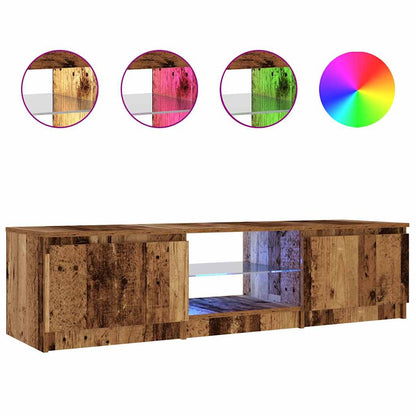TV Cabinet with LED Lights Old Wood 140x40x35.5 cm Engineered Wood