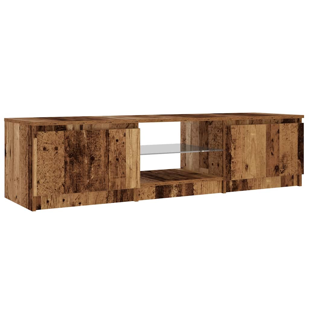 TV Cabinet with LED Lights Old Wood 140x40x35.5 cm Engineered Wood