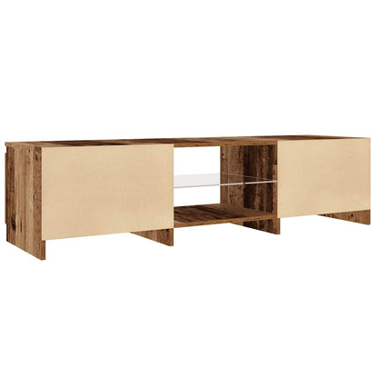 TV Cabinet with LED Lights Old Wood 140x40x35.5 cm Engineered Wood