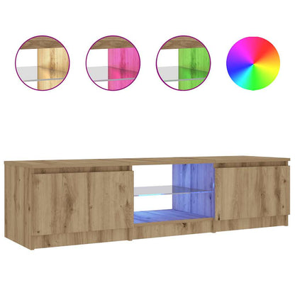 TV Cabinet with LED Lights Artisian Oak 140x40x35.5 cm Engineered Wood