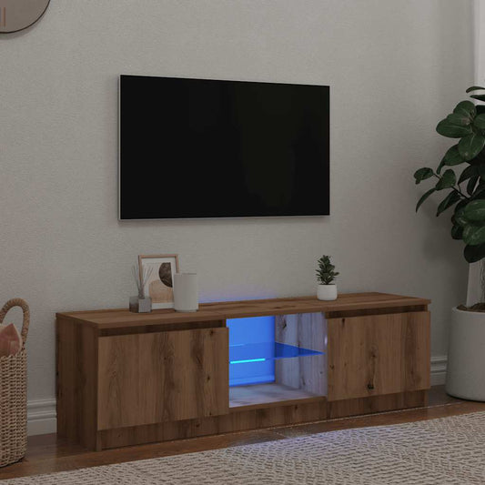 TV Cabinet with LED Lights Artisian Oak 140x40x35.5 cm Engineered Wood
