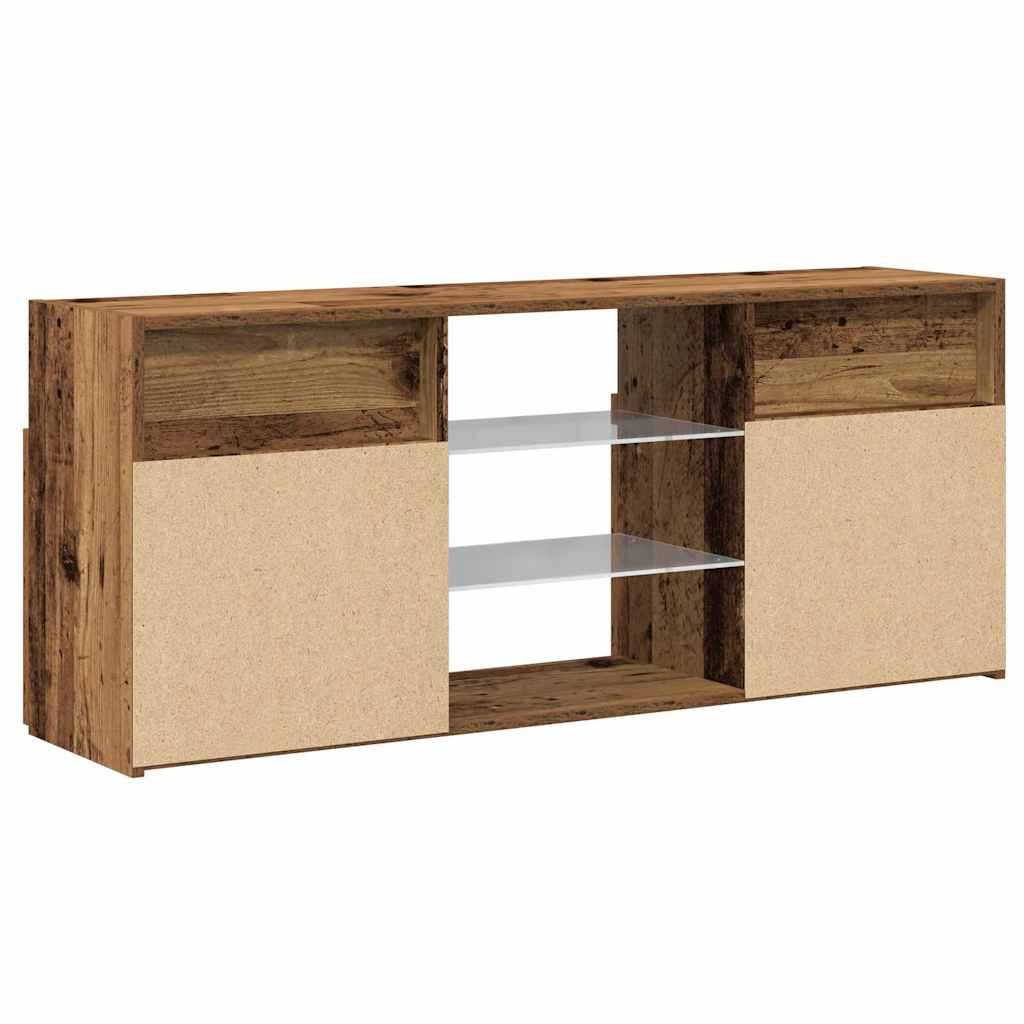 TV Cabinet with LED Lights Old Wood 120x30x50 cm Engineered Wood