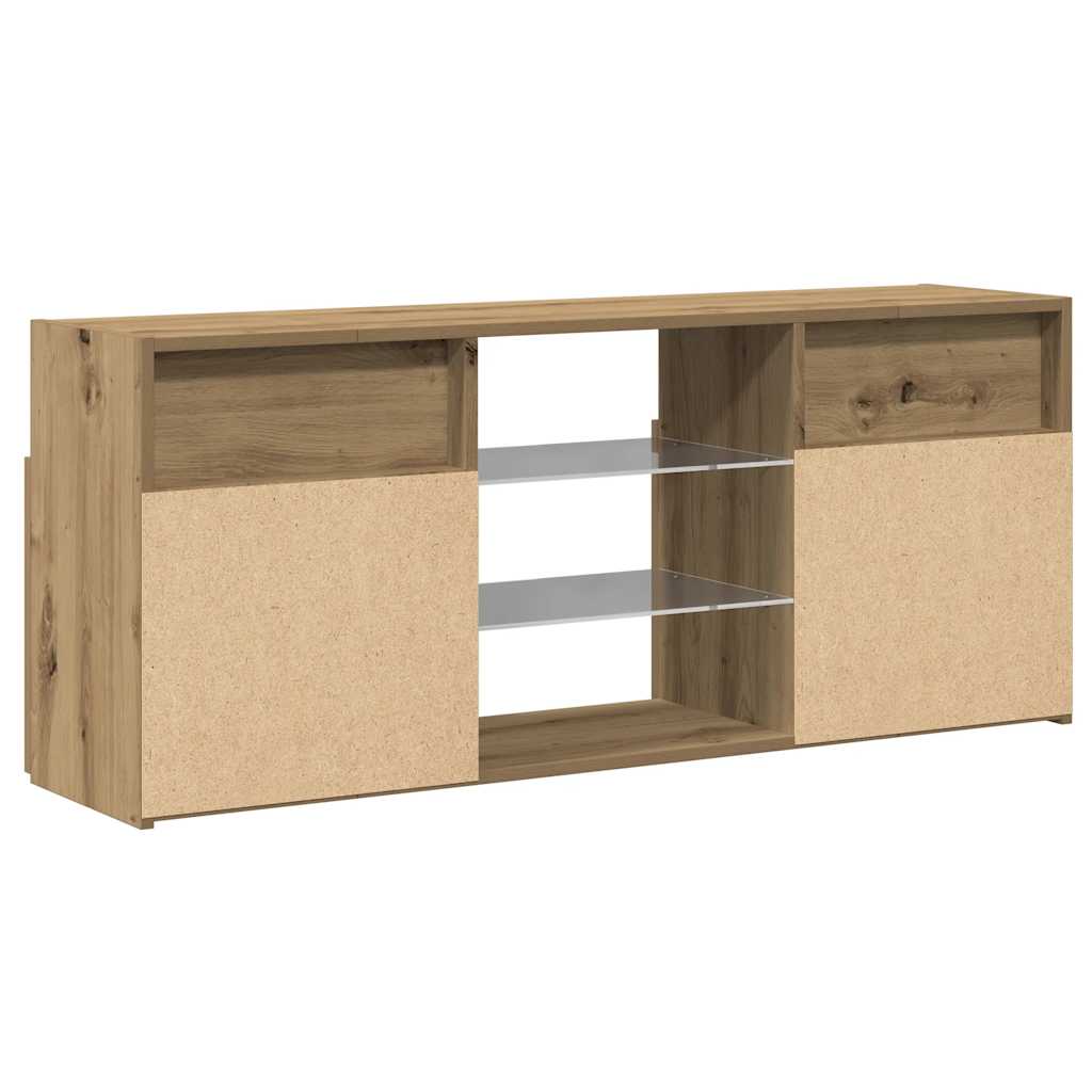 TV Cabinet with LED Lights Artisian Oak 120x30x50 cm Engineered Wood