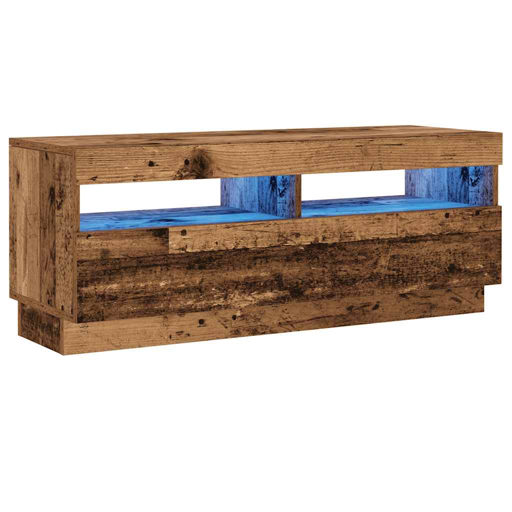 TV Cabinet with LED Lights Old Wood 100x35x40 cm Engineered Wood