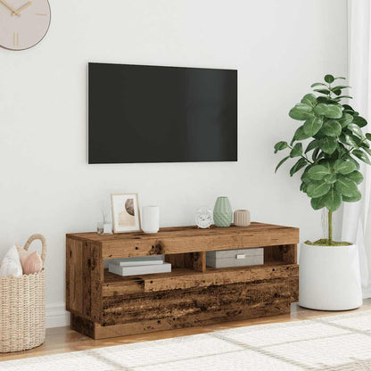 TV Cabinet with LED Lights Old Wood 100x35x40 cm Engineered Wood