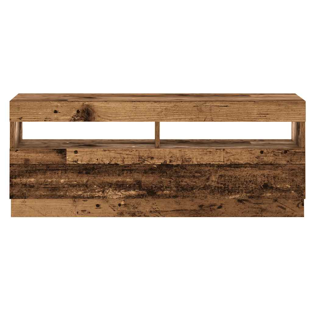 TV Cabinet with LED Lights Old Wood 100x35x40 cm Engineered Wood