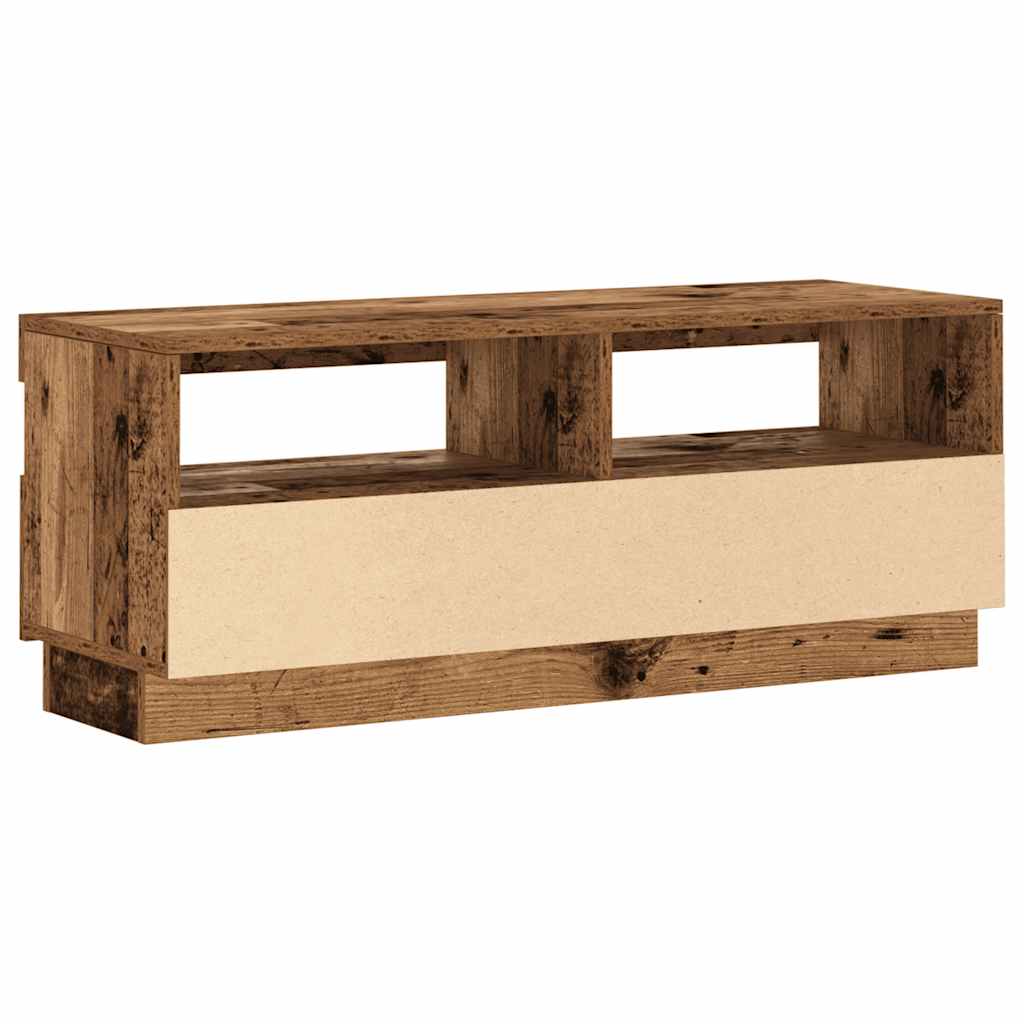 TV Cabinet with LED Lights Old Wood 100x35x40 cm Engineered Wood