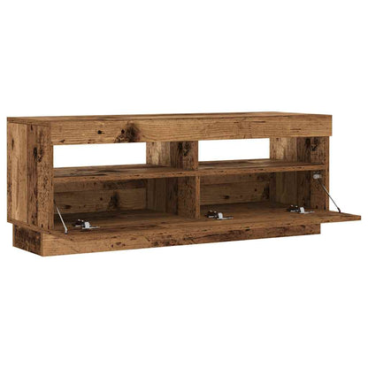 TV Cabinet with LED Lights Old Wood 100x35x40 cm Engineered Wood