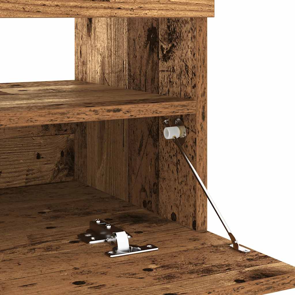 TV Cabinet with LED Lights Old Wood 100x35x40 cm Engineered Wood