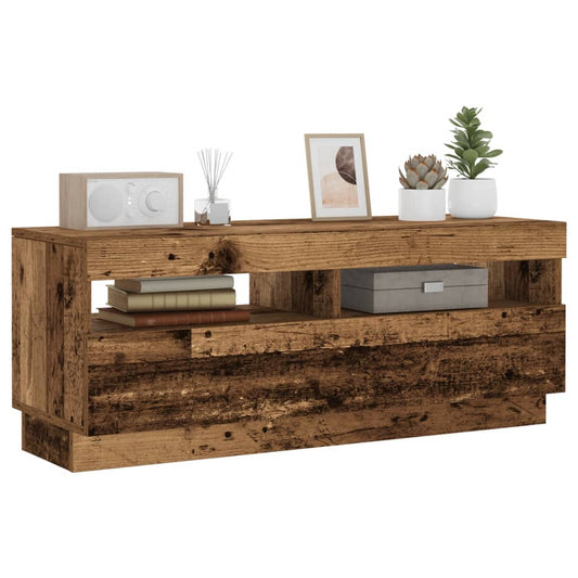 TV Cabinet with LED Lights Old Wood 100x35x40 cm Engineered Wood
