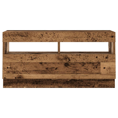 TV Cabinet with LED Lights Old Wood 80x35x40 cm Engineered Wood