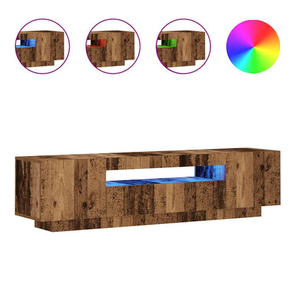 TV Cabinet with LED Lights Old Wood 160x35x40 cm Engineered Wood