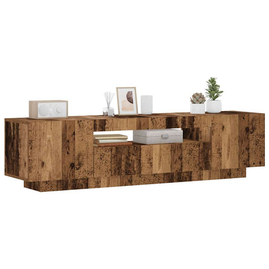 TV Cabinet with LED Lights Old Wood 160x35x40 cm Engineered Wood