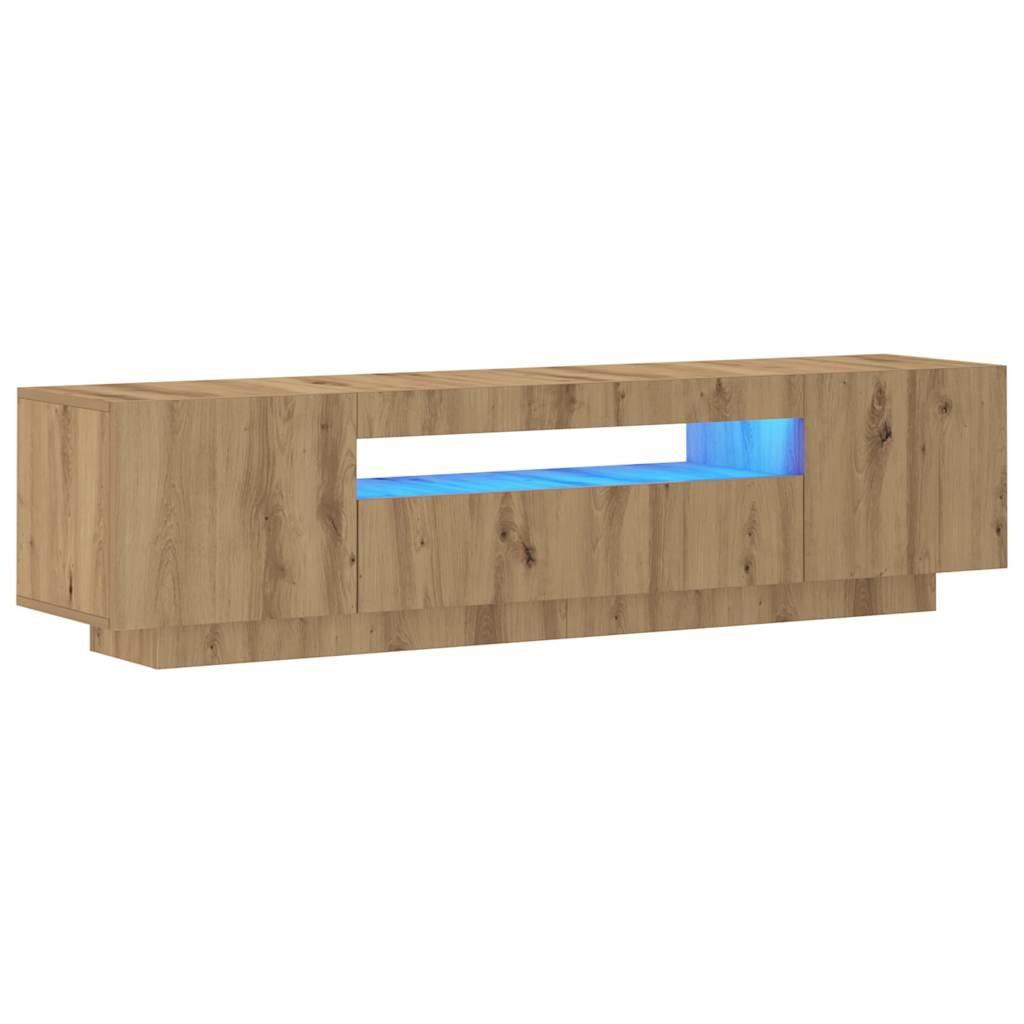 TV Cabinet with LED Lights Artisan Oak 160x35x40 cm Engineered Wood