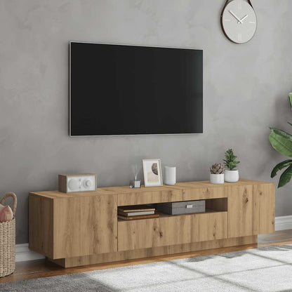 TV Cabinet with LED Lights Artisan Oak 160x35x40 cm Engineered Wood