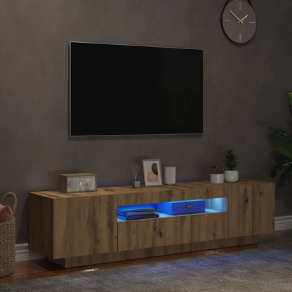 TV Cabinet with LED Lights Artisan Oak 160x35x40 cm Engineered Wood