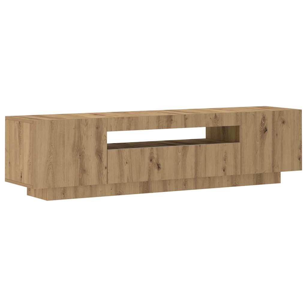 TV Cabinet with LED Lights Artisan Oak 160x35x40 cm Engineered Wood