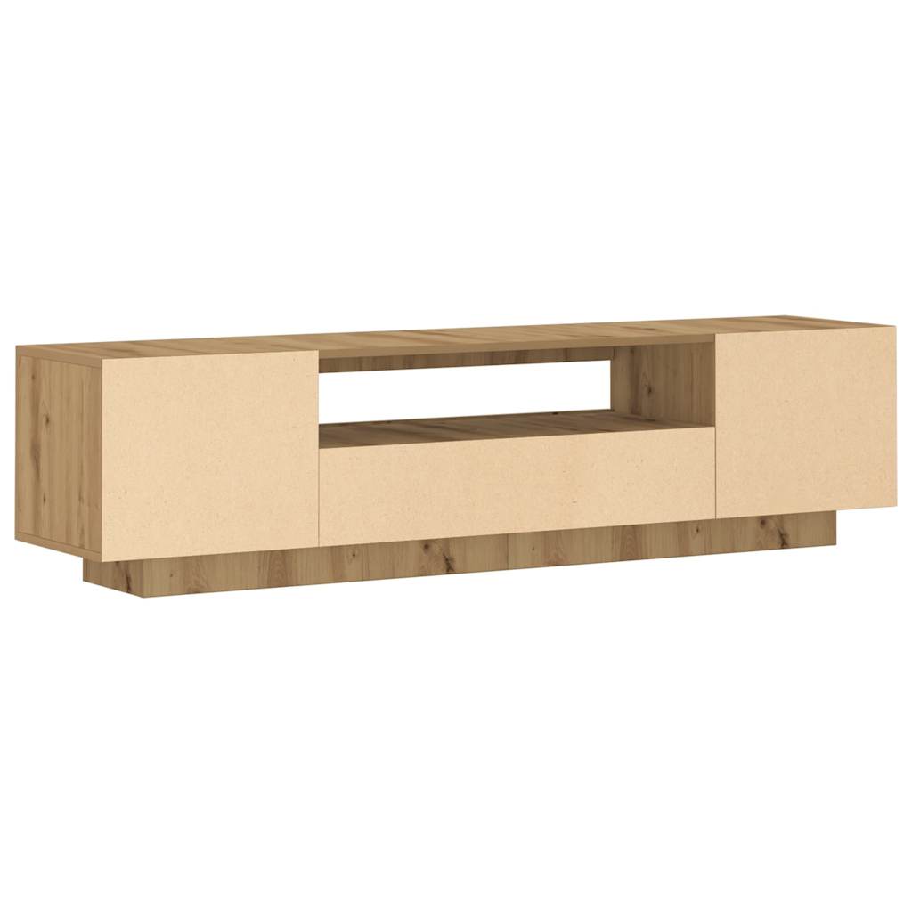 TV Cabinet with LED Lights Artisan Oak 160x35x40 cm Engineered Wood