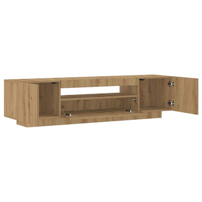 TV Cabinet with LED Lights Artisan Oak 160x35x40 cm Engineered Wood