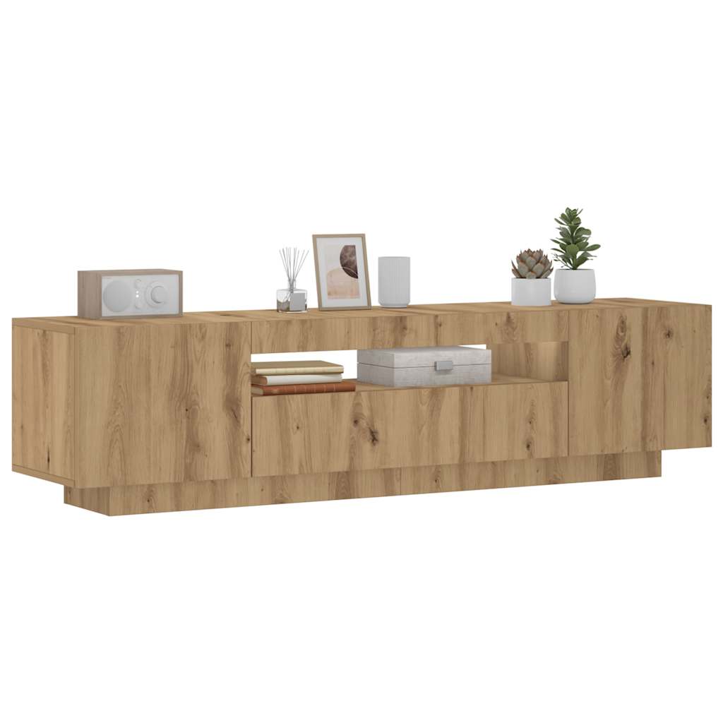 TV Cabinet with LED Lights Artisan Oak 160x35x40 cm Engineered Wood